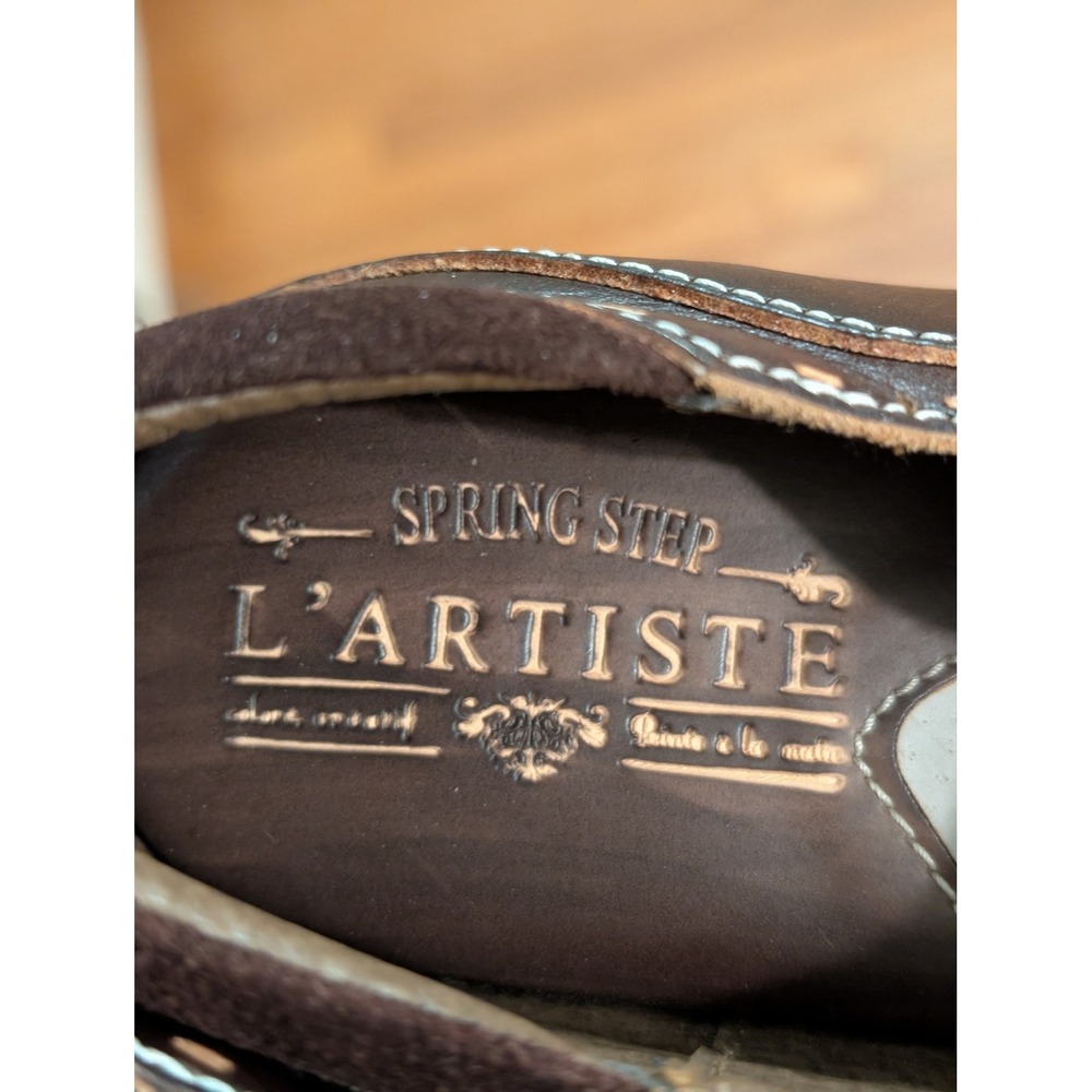 L'Artiste by Spring Step Burbank Brown Leather Slip On Clogs Floral Comfort 7.5 - Picture 4 of 8